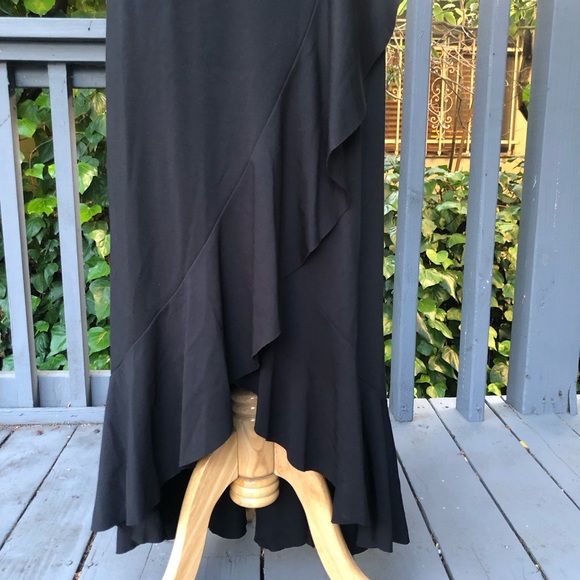 Banana Republic Black Asymmetrical Ruffled True Wrap Sleeveless Maxi Dress M - Picture 7 of 13